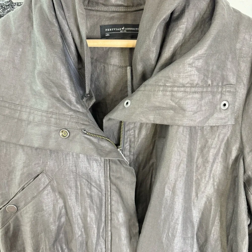 Peruvian Connection Grey Linen Utility Jacket - Image 5