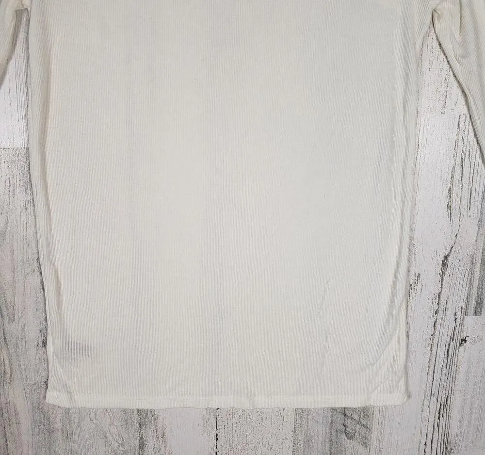 NWOT DKNY Jeans Cream Ribbed Knit Long Sleeve Keyhole Top Women's Size XL - Image 8