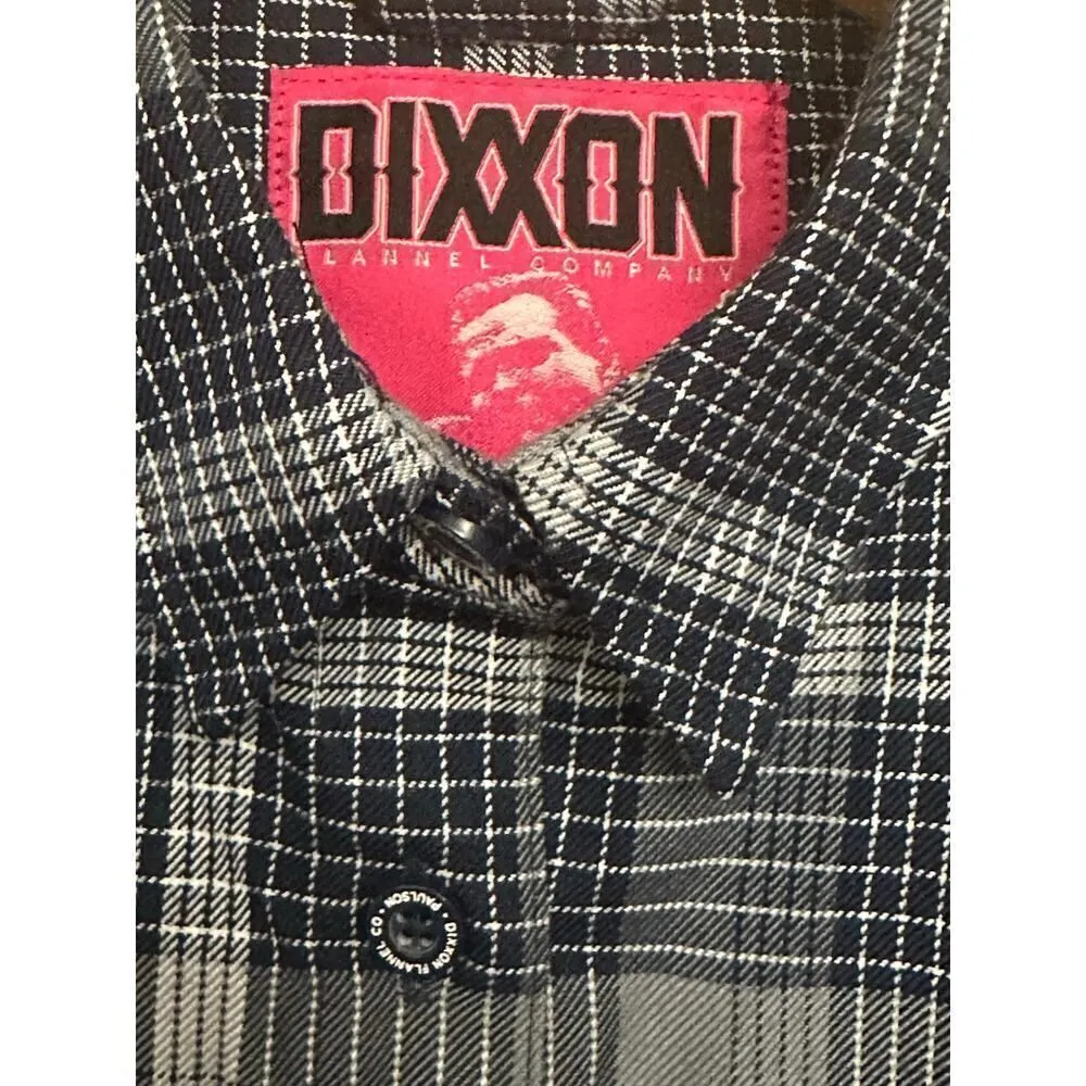 Dixxon Shirt Women’s Gray Blue The Paulson Plaid Button Up Flannel Pockets Gray - Image 5