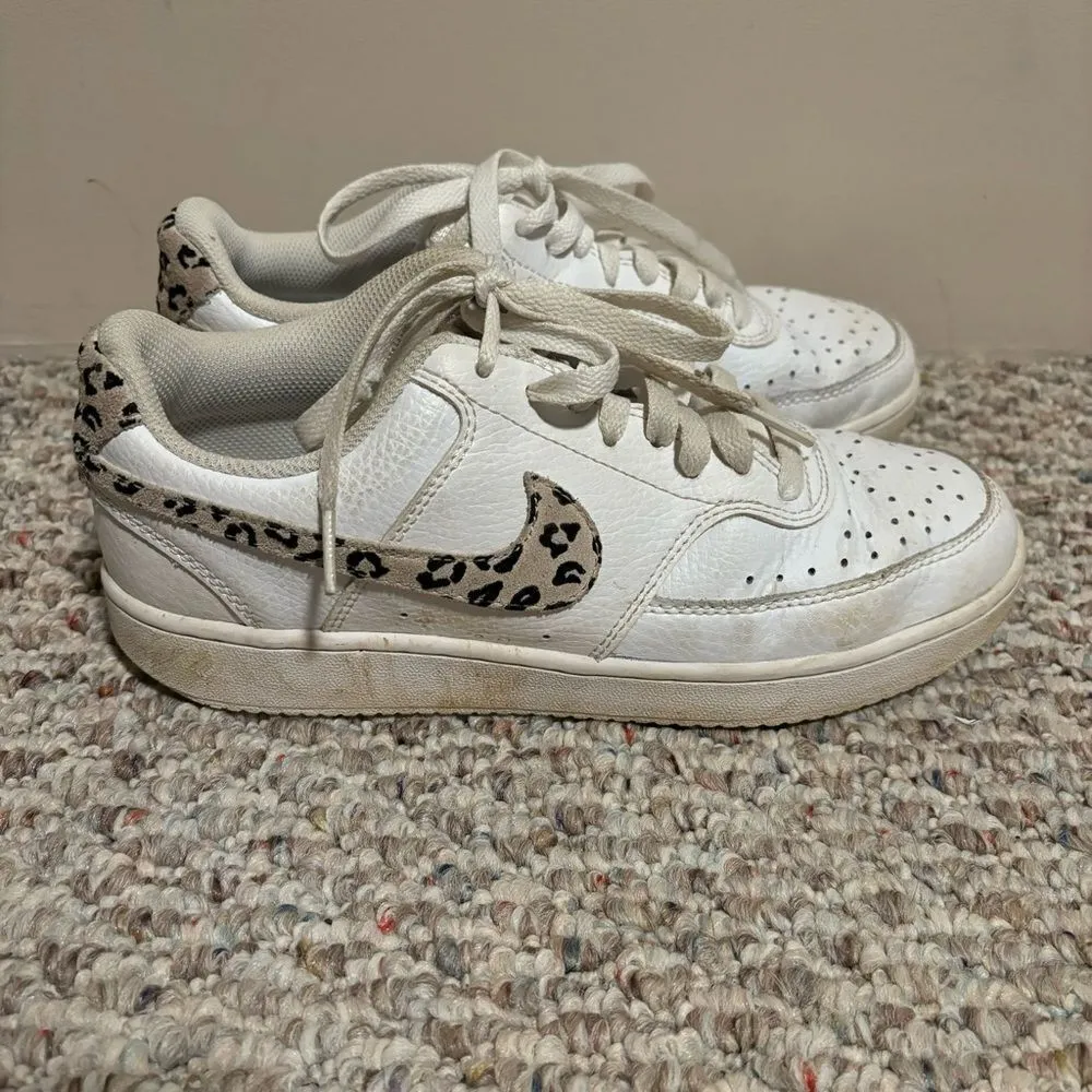 Nike Court Vision Low 11 Sneakers White Desert Sand Leopard Print- Size 7.5 - Image 7