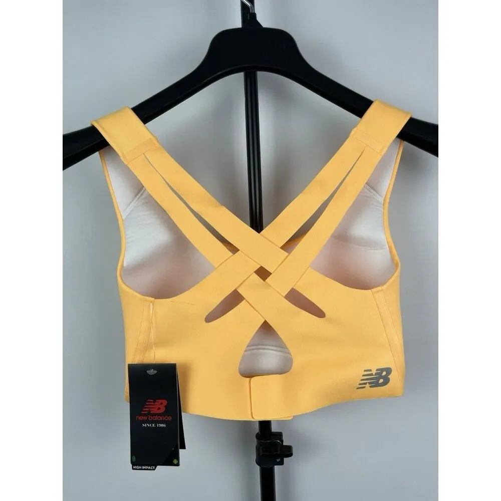 New Balance Orange Yellow Fortiflow Seamless Wirelesss Racerback Sports Bra 32DD - Image 6