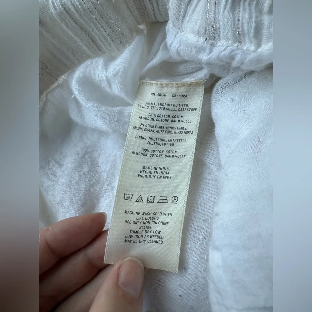 Anthropologie Hei Hei Beach Bound Linen Pull On White and Metallic Pants - Image 8