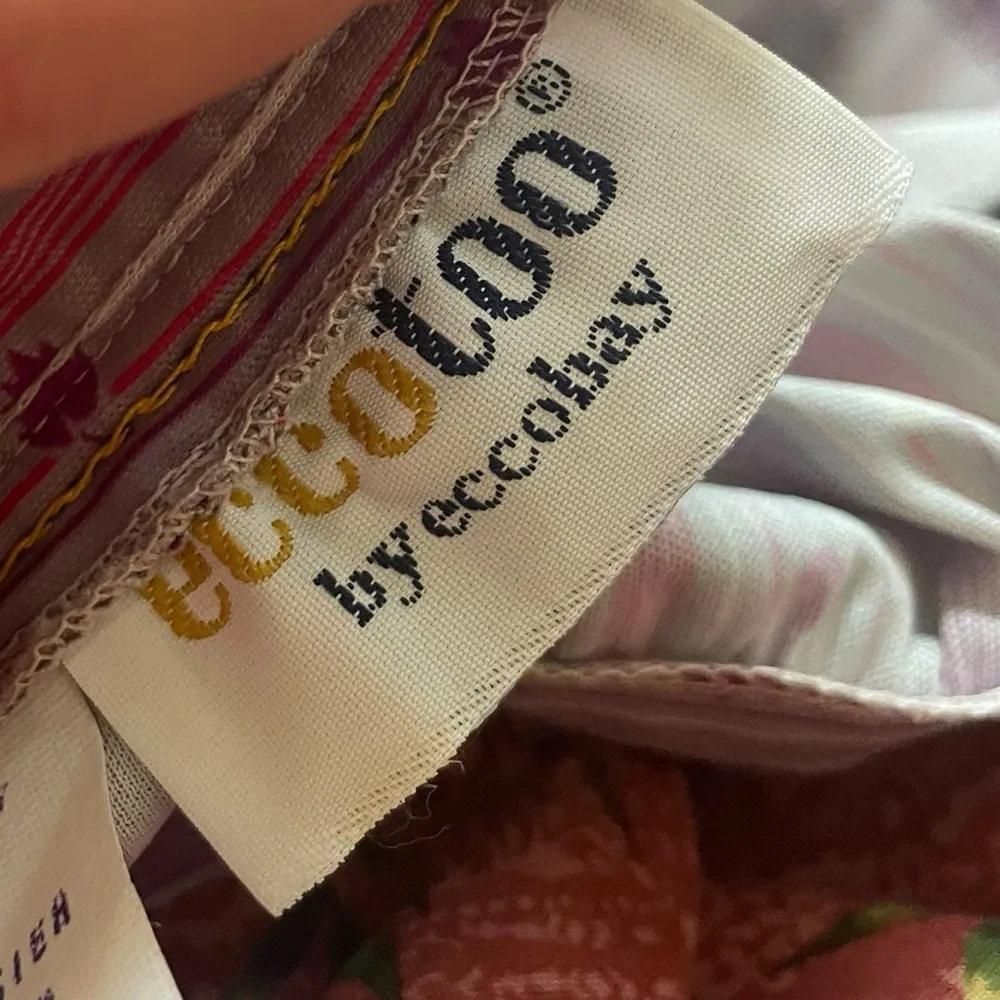 Eccotoo Vintage 80s Purple Pink Striped Fall Festive Seasonal Leaf Print Skirt White Size undefined - Image 4