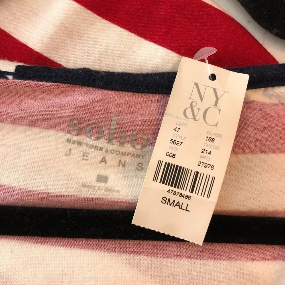 Soho New York & Company Jeans Womens T Shirt Top USA American Flag S Red - Image 3