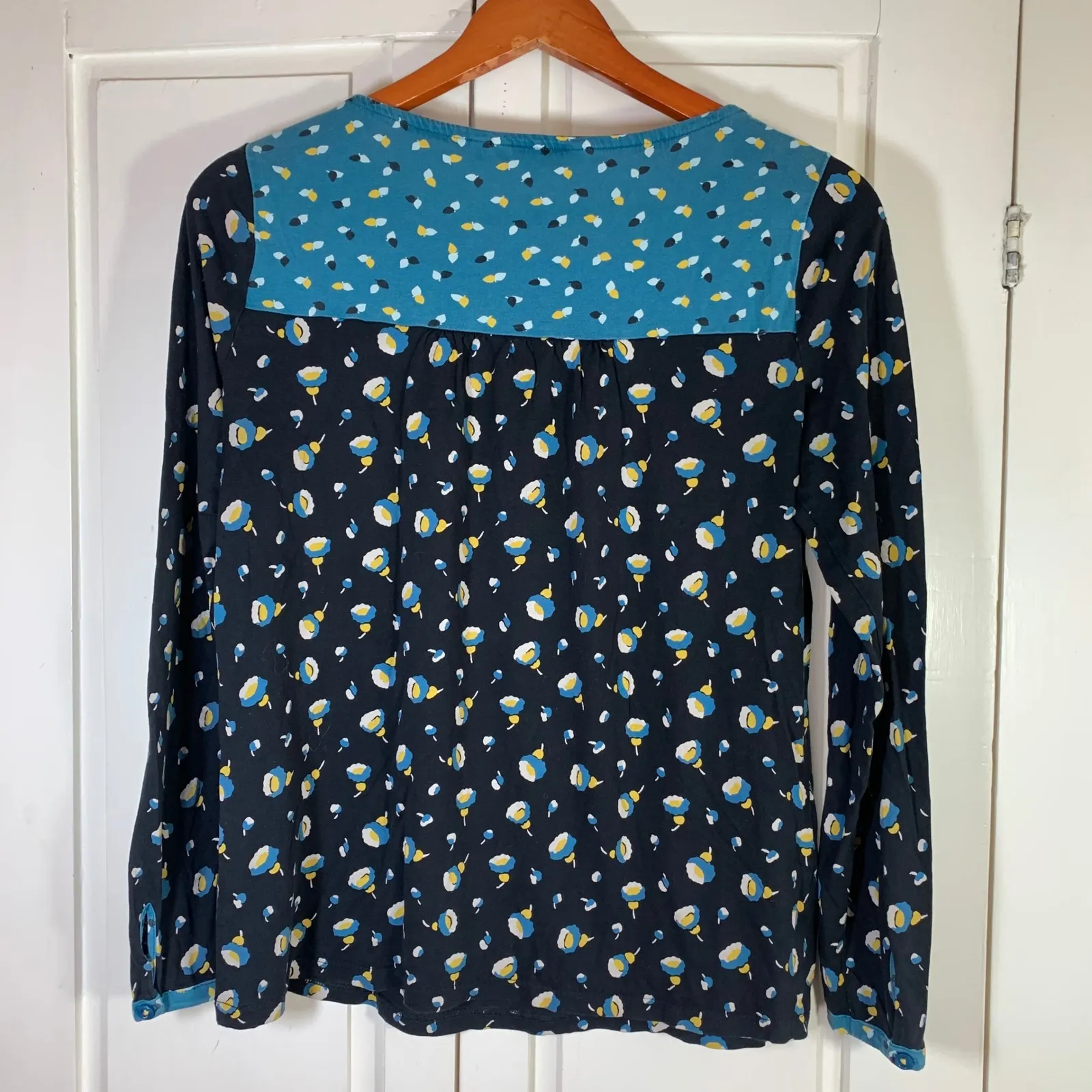 Boden Floral Tencel Lyocell Cotton Long Sleeve Blouse Top Womens US 8 Casual Black Size undefined - Image 2