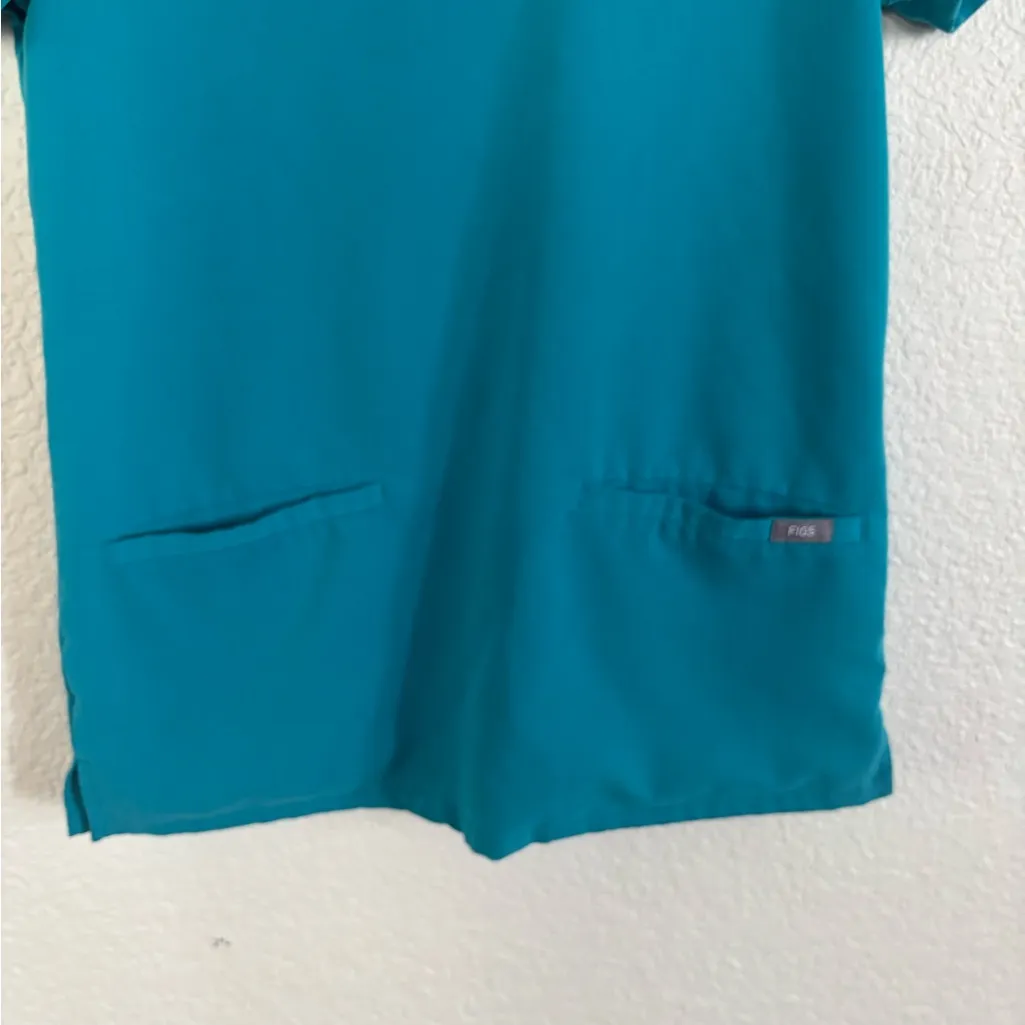Figs Teal V-Neck Short Sleeve Top - Image 5