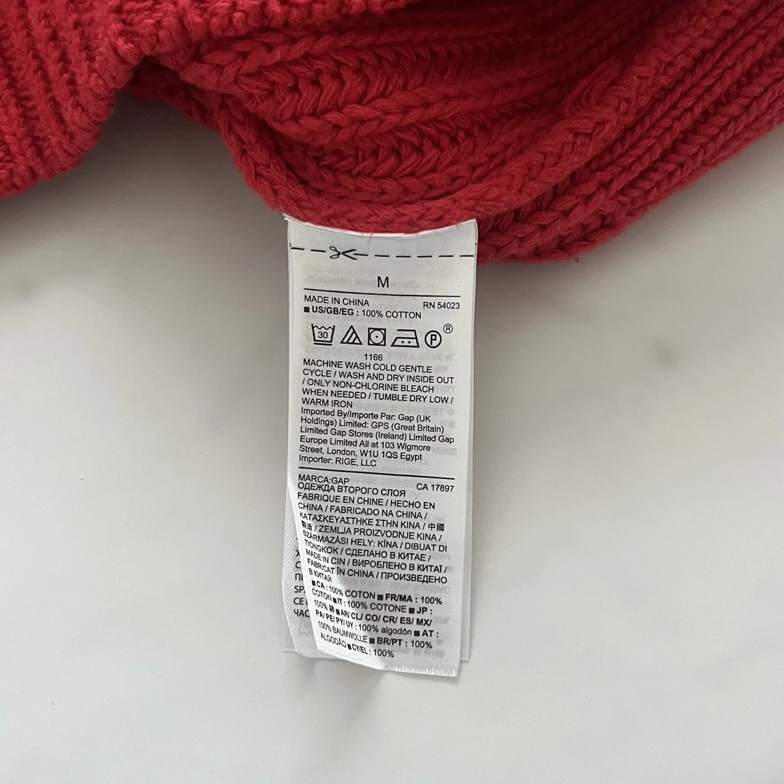 GAP Shaker Stitch Turtleneck Sweater Red Fisherman Chunky Knit Sz Large tennis - Image 7