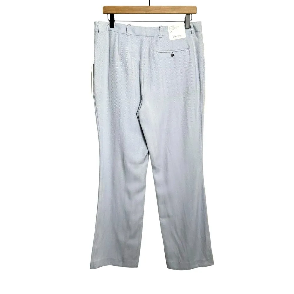 Calvin Klein Modern Fit Blue Herringbone Straight Career Office Dress Pant Sz 8 - Image 2