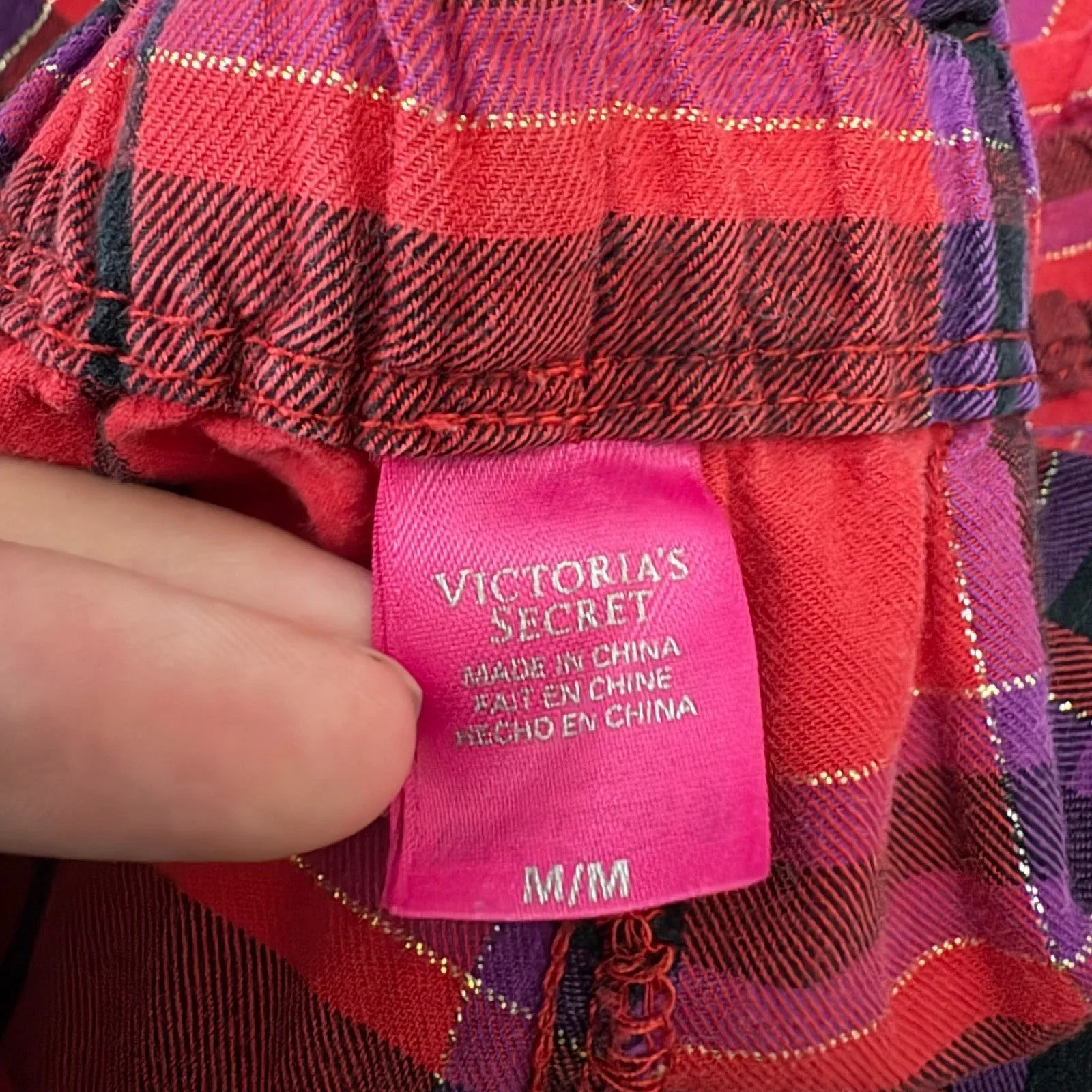 Y2K Victoria’s Secret Red Plaid‎ Button Front Pajama Set Cozycore Size Medium - Image 7