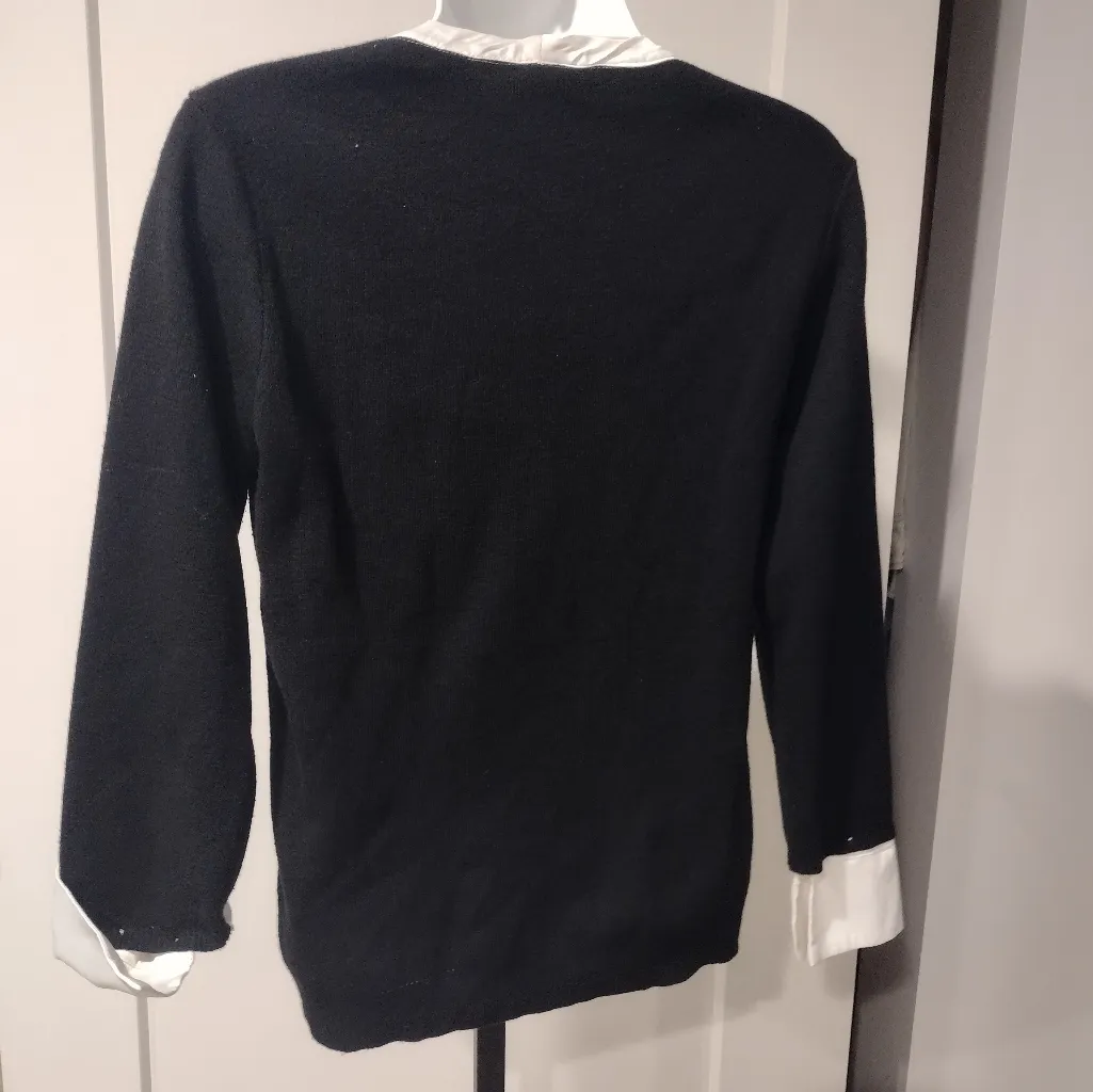 Love token Wool Blend Black Sweater With Satin Tie - Image 5