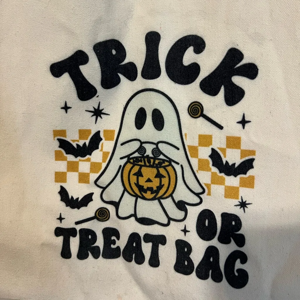Cream Trick or Treat Ghost Tote Bag - Image 4