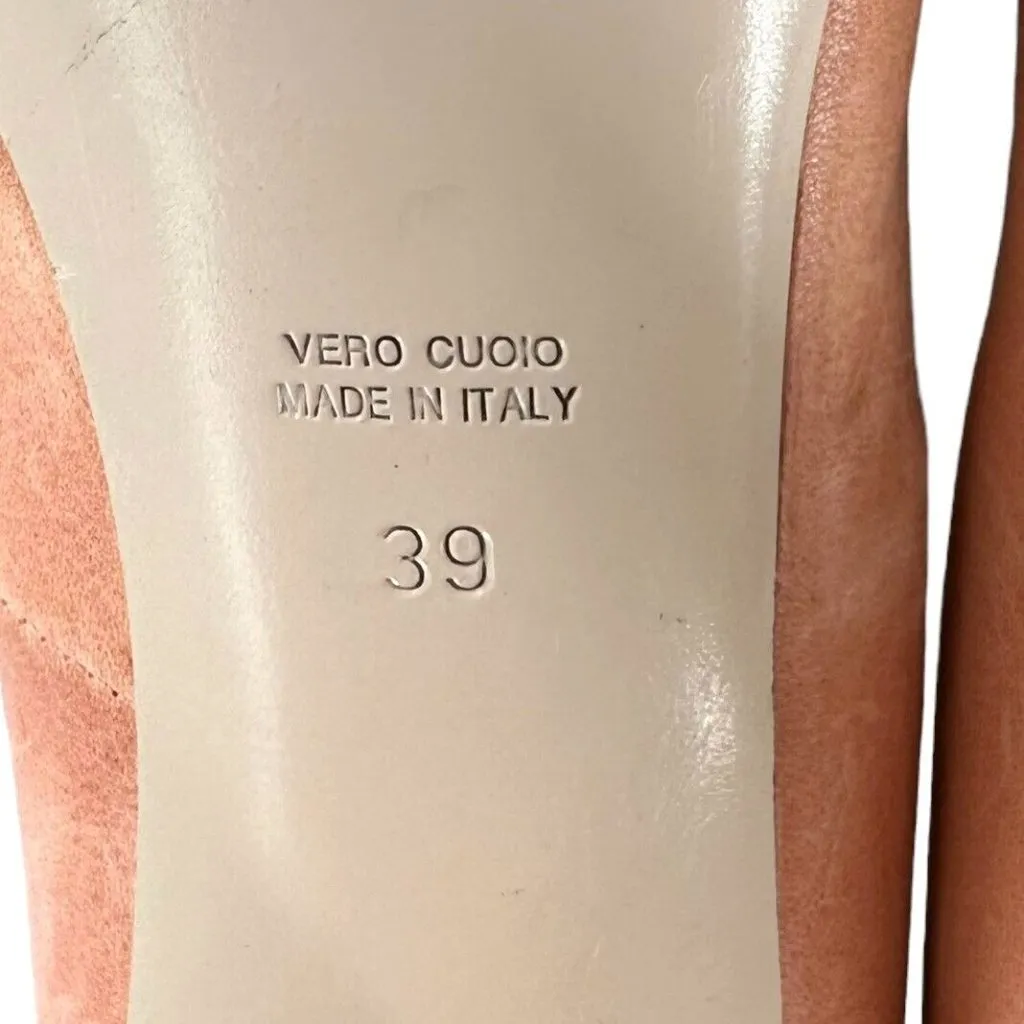 NEW Red Valentino Coral Pink Leather Bow Open Toe Pumps Size 39 Heels - Image 11