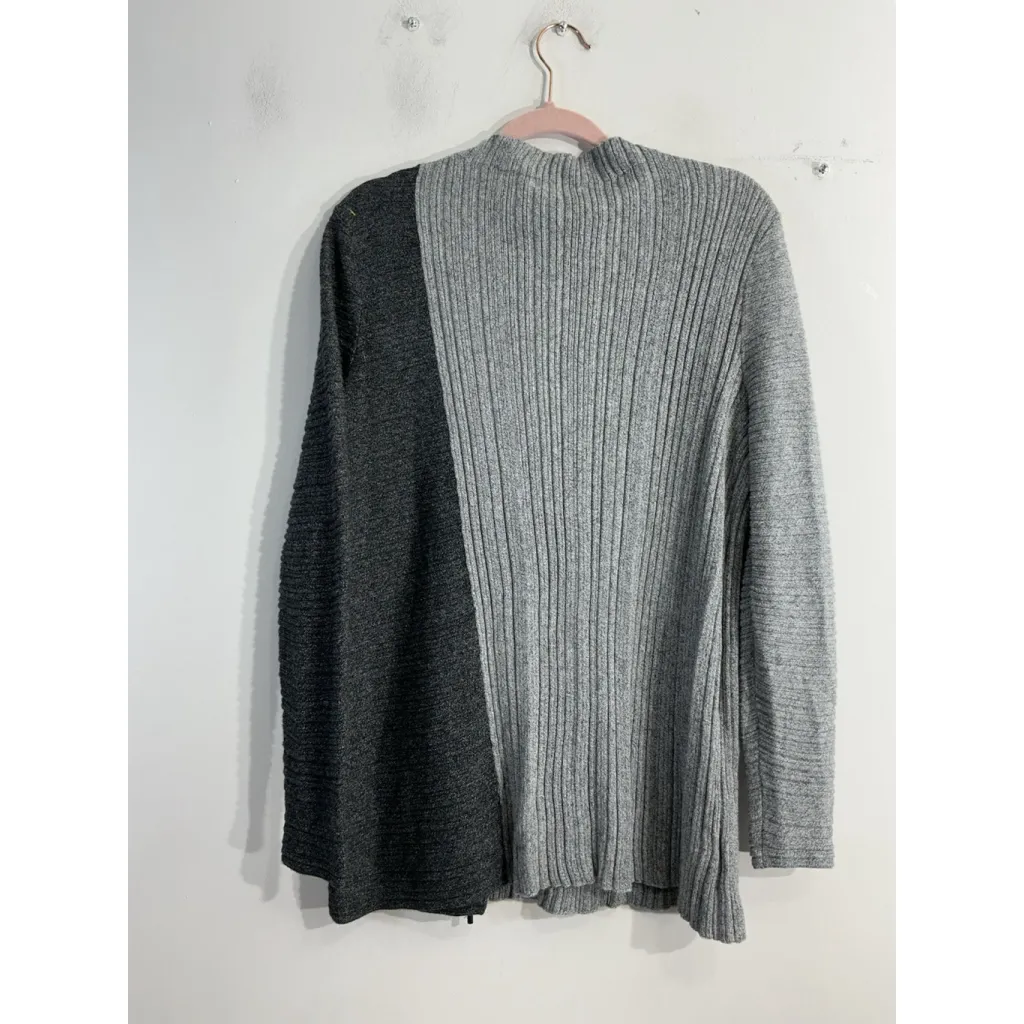 Womans Nic & Zoe Pullover Long Sleeve Sweater Large Gray Black Braided Detail - Image 2