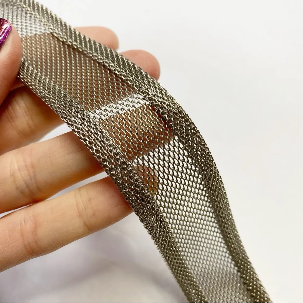 Vintage Silver Western Metallic Mesh Belt - Image 5