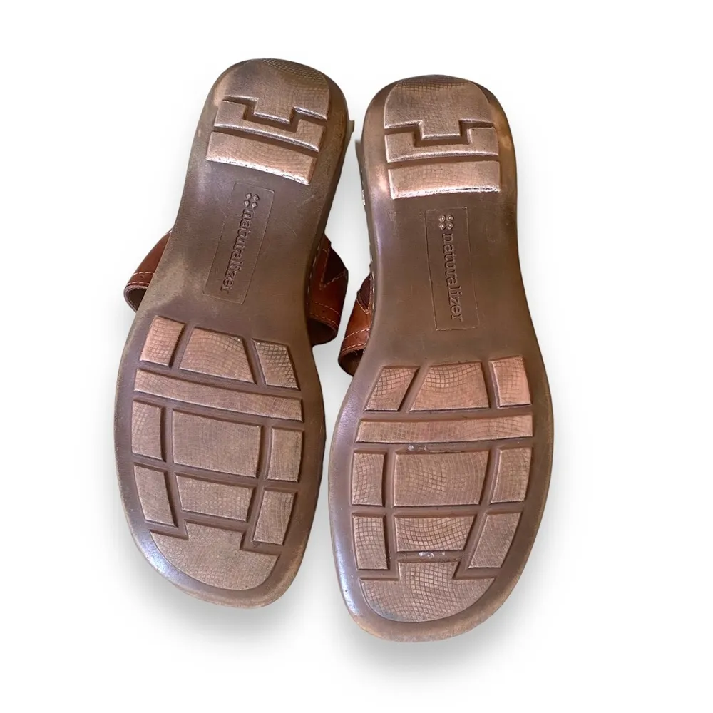 Naturalizer Leather Slip On Sandals Brown Size 7.5 - Image 7