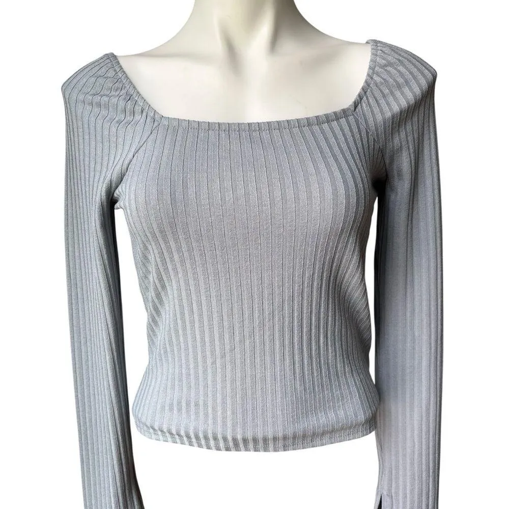 Madewell Ribbed Square-Neck Long-Sleeve Tee, Sz M - Image 10