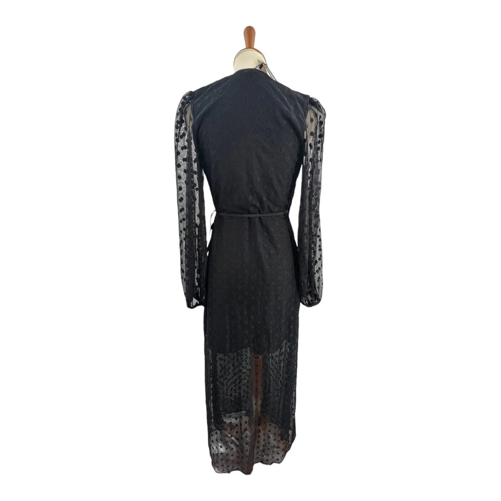 Yumi Kim Wicked Game Wrap Maxi‎ Dress Swiss Dot Black Small New - Image 8