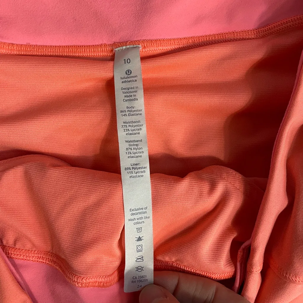 Lululemon Speed Up 4” Inseam Lined Athletic Shorts Pink/Orange/Coral - Sz 10 🧡🎀 - Image 8