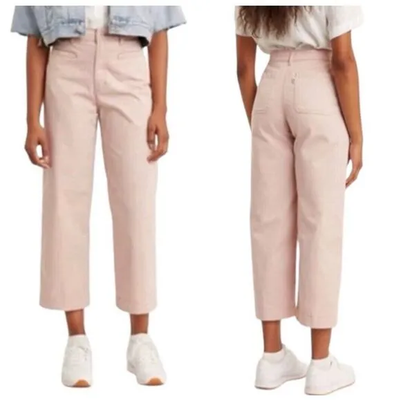 Levi’s Ribcage Cropped Wide Leg Pants Pink Denim Women’s Size 29 High Rise - Image 2