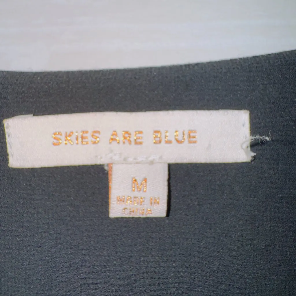 Skies Are Blue Women's Size Medium Black Long Sleeve V Neck Mini Dress - Image 4