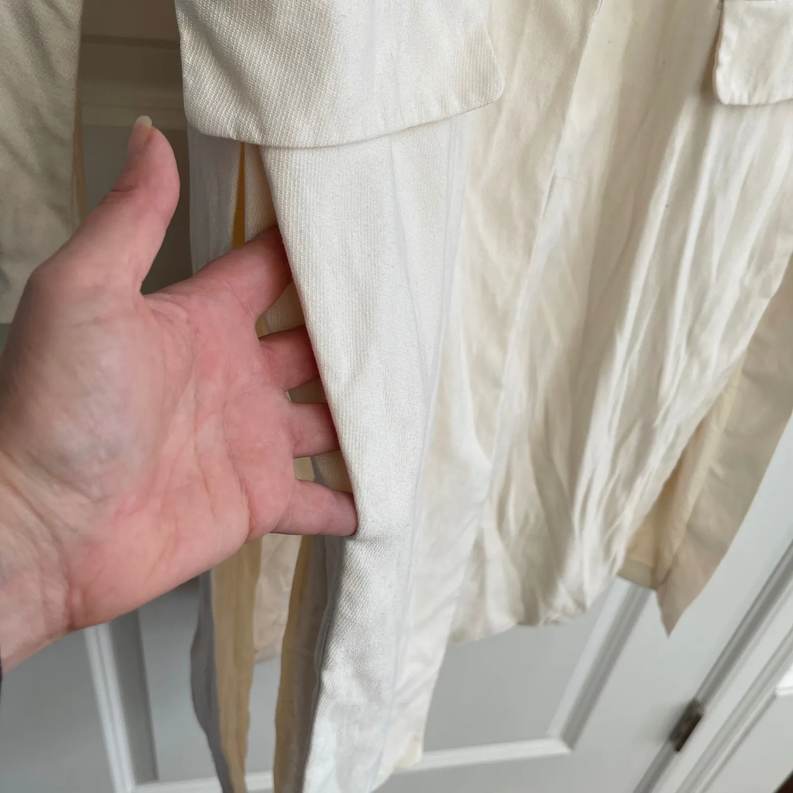 ALL SAINTS Aleida Duster Lightweight Cream Blazer Style Jacket Size 2 - Image 7