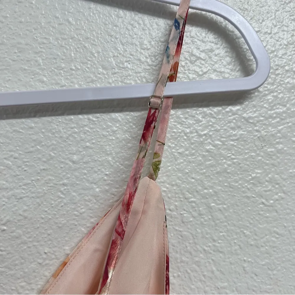 Lulus Alaia Blush Multi Floral Satin Backless Midi Dress Pink Size Medium NWT - Image 8