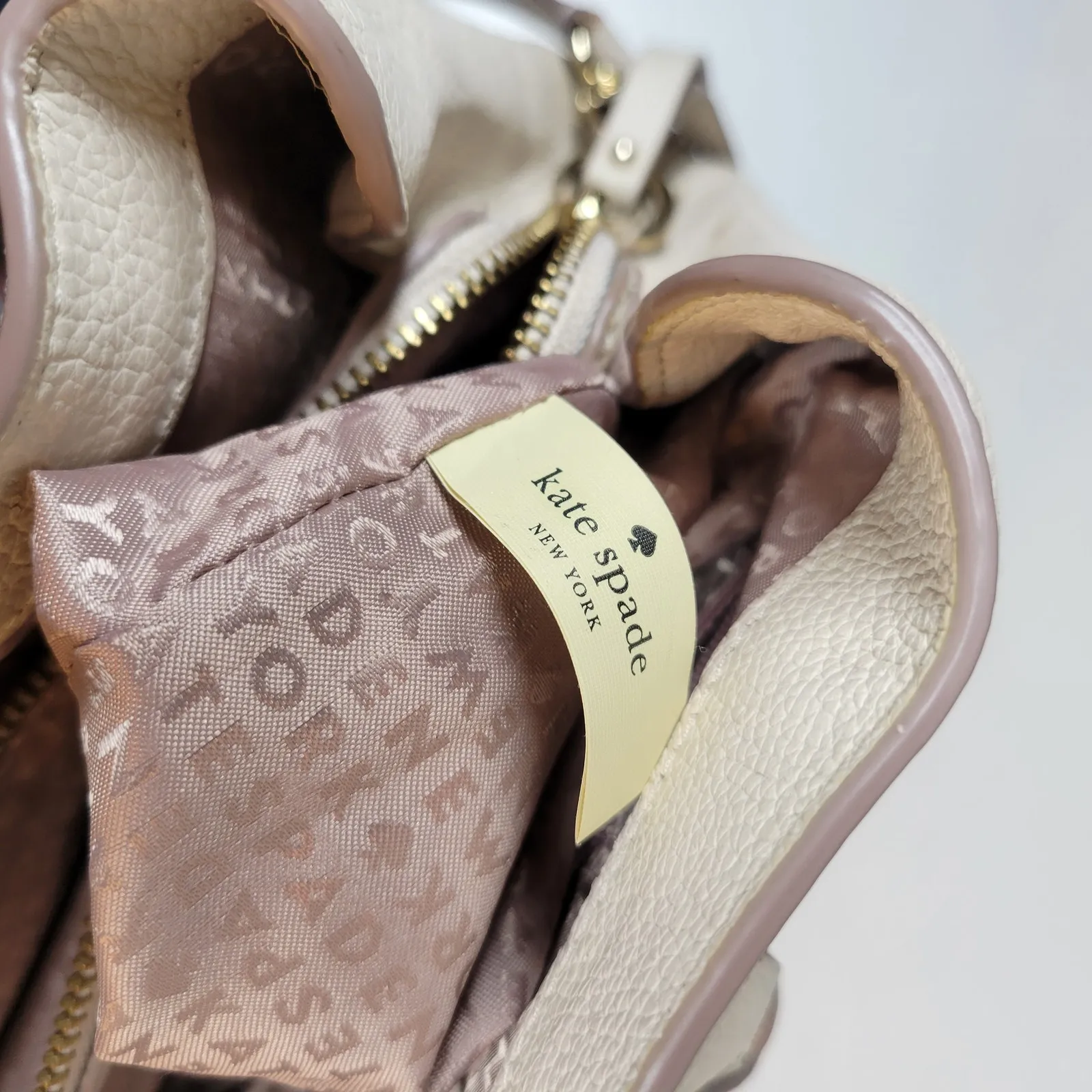 Kate Spade Larchmont Ave Evangelie Satchel Cream‎ Pebbled Leather Crossbody Bag - Image 13