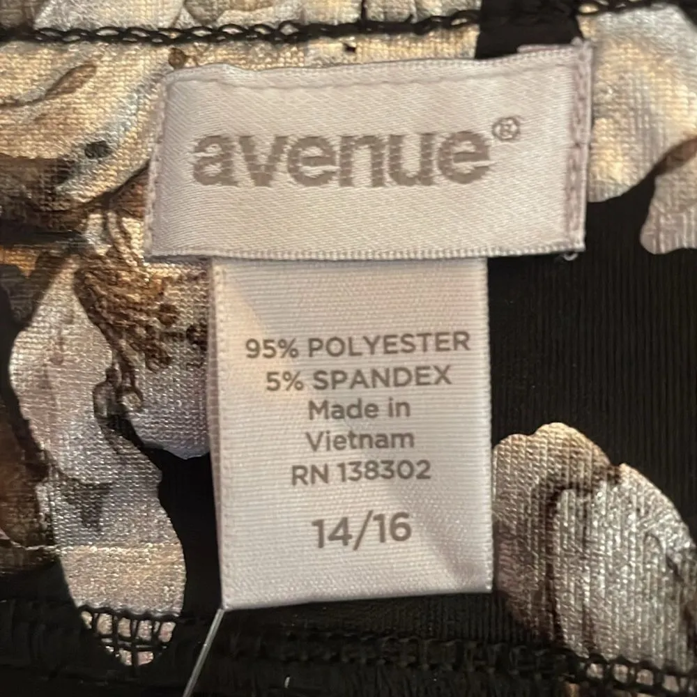 Avenue Metalic Floral Roses Pull On Pencil Skirt Black Gold Silver Women’s 14/16 - Image 6