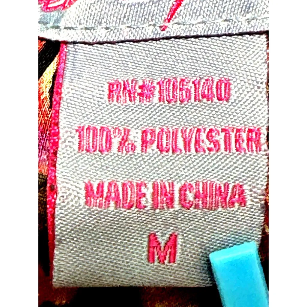 Ultra Pink Medium Sheer Flutter Sleeve Blouse Red Orange Abstract Dot Print Top - Image 8