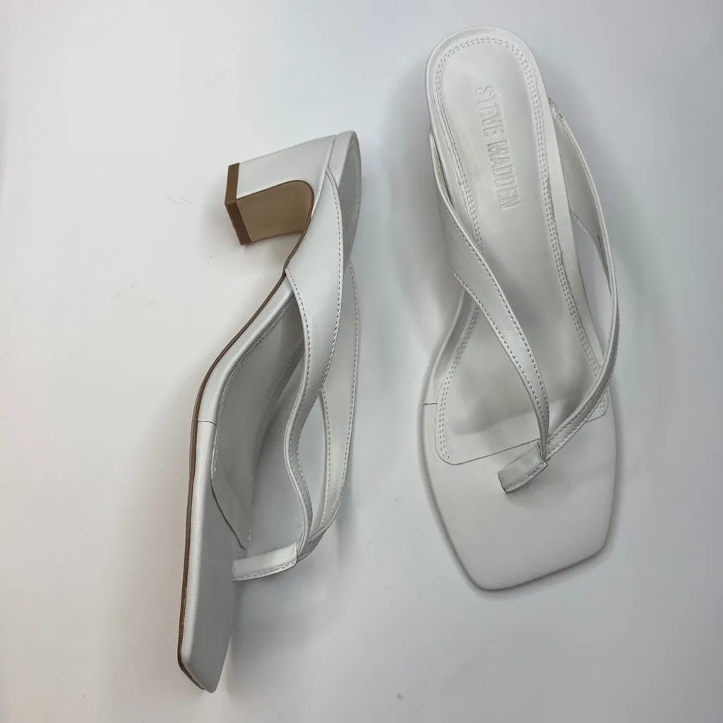 Steve Madden Women's Ninna Blade Heel Thong Sandals- White Leather- Size 8.5 - Image 7