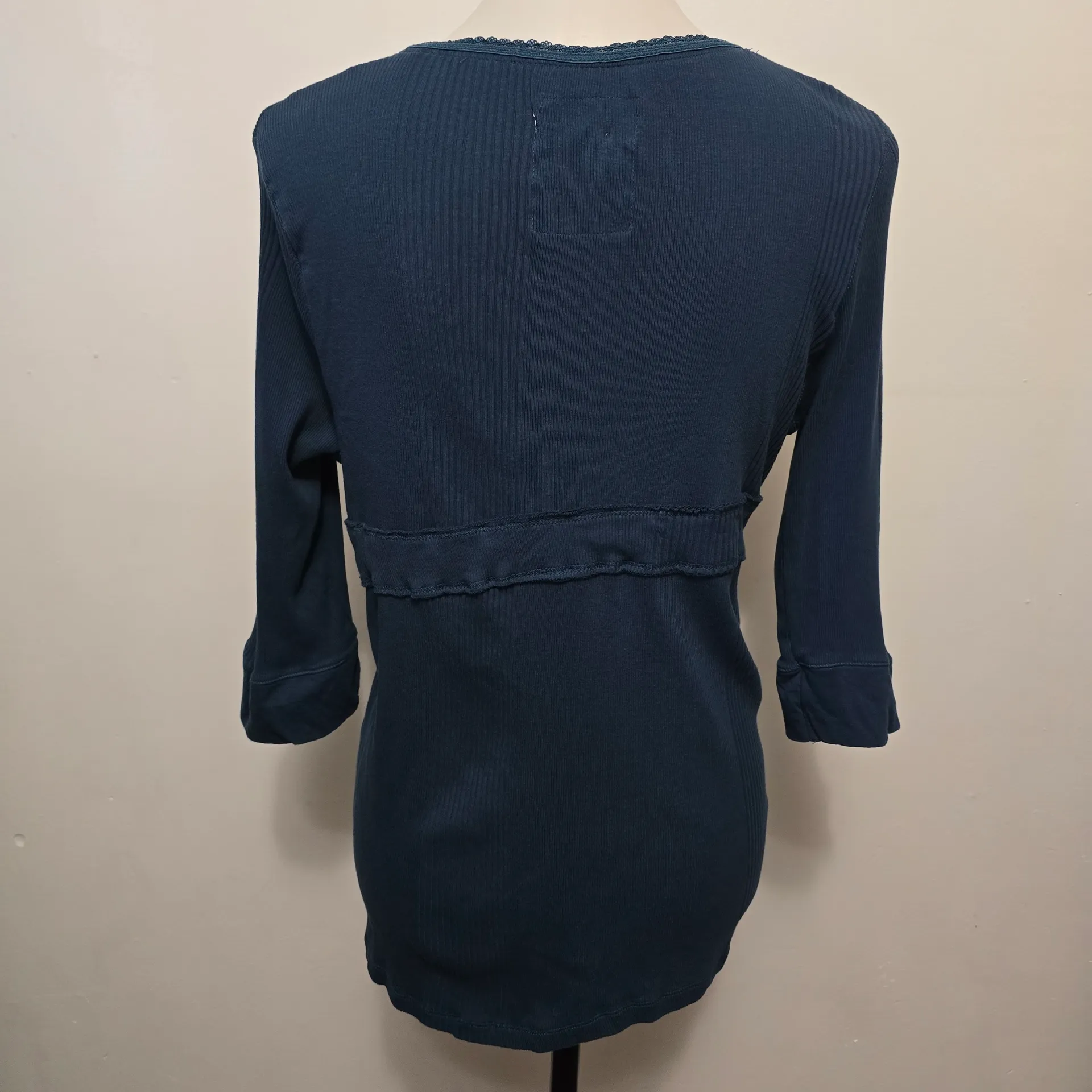 Illusion Y2K Blue Ribbed Knit Top Size 3X Clean Girl Retro Femme - Image 5