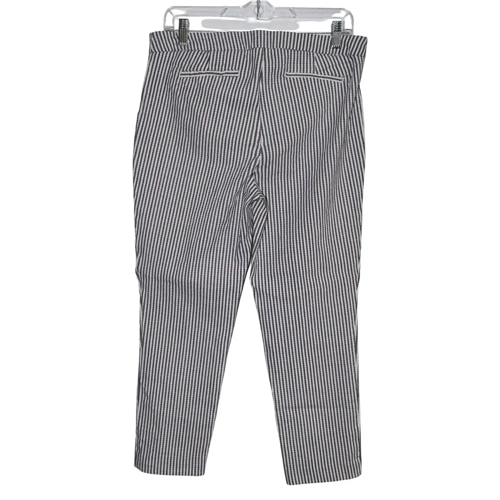 Women's Rachel Zoe Blue White Seersucker Nautical Cropped Ankle Pants - size 12 - Image 2