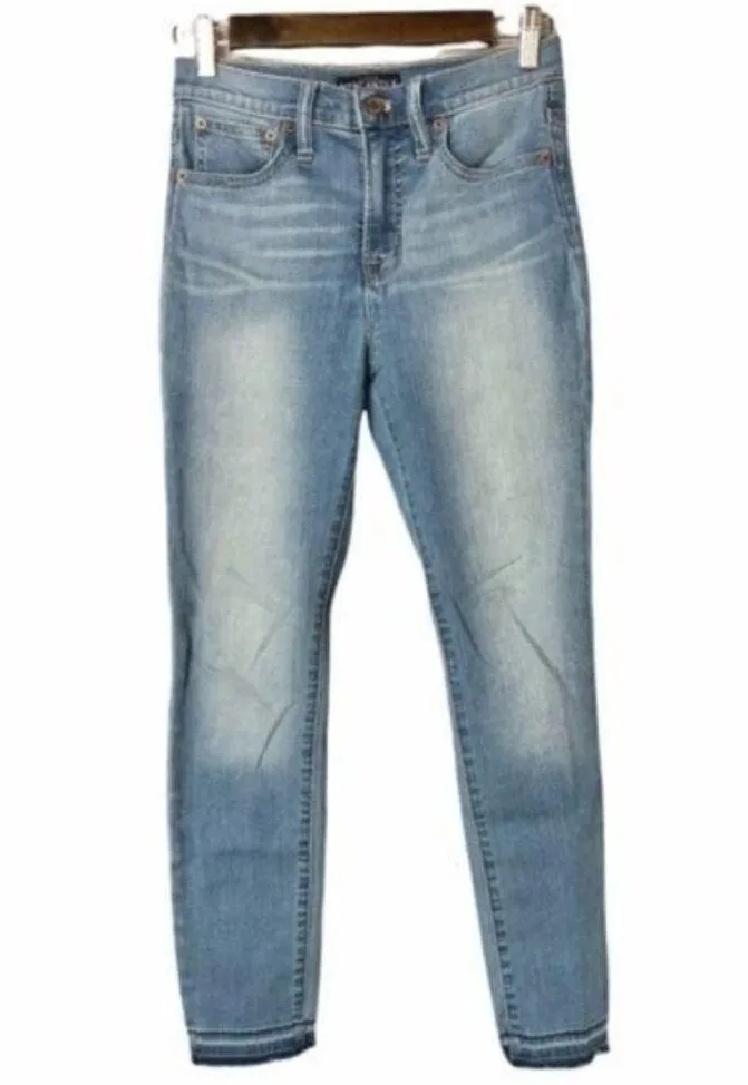 J. Crew Mercantile High Rise Raw Hem Light Wash Skinny Jeans 25 - Image 2