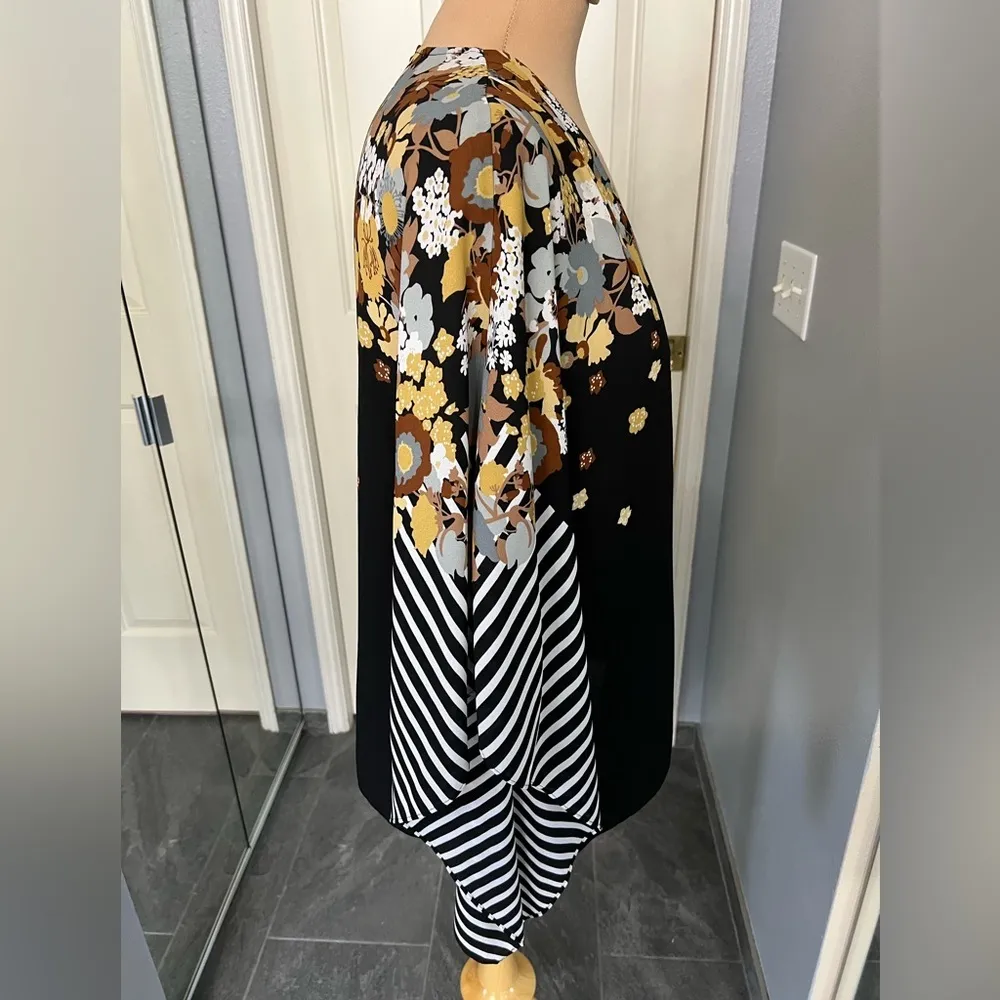 Bob Mackie‎ Wearable Art Striped Floral Kimono Cardigan - Image 3