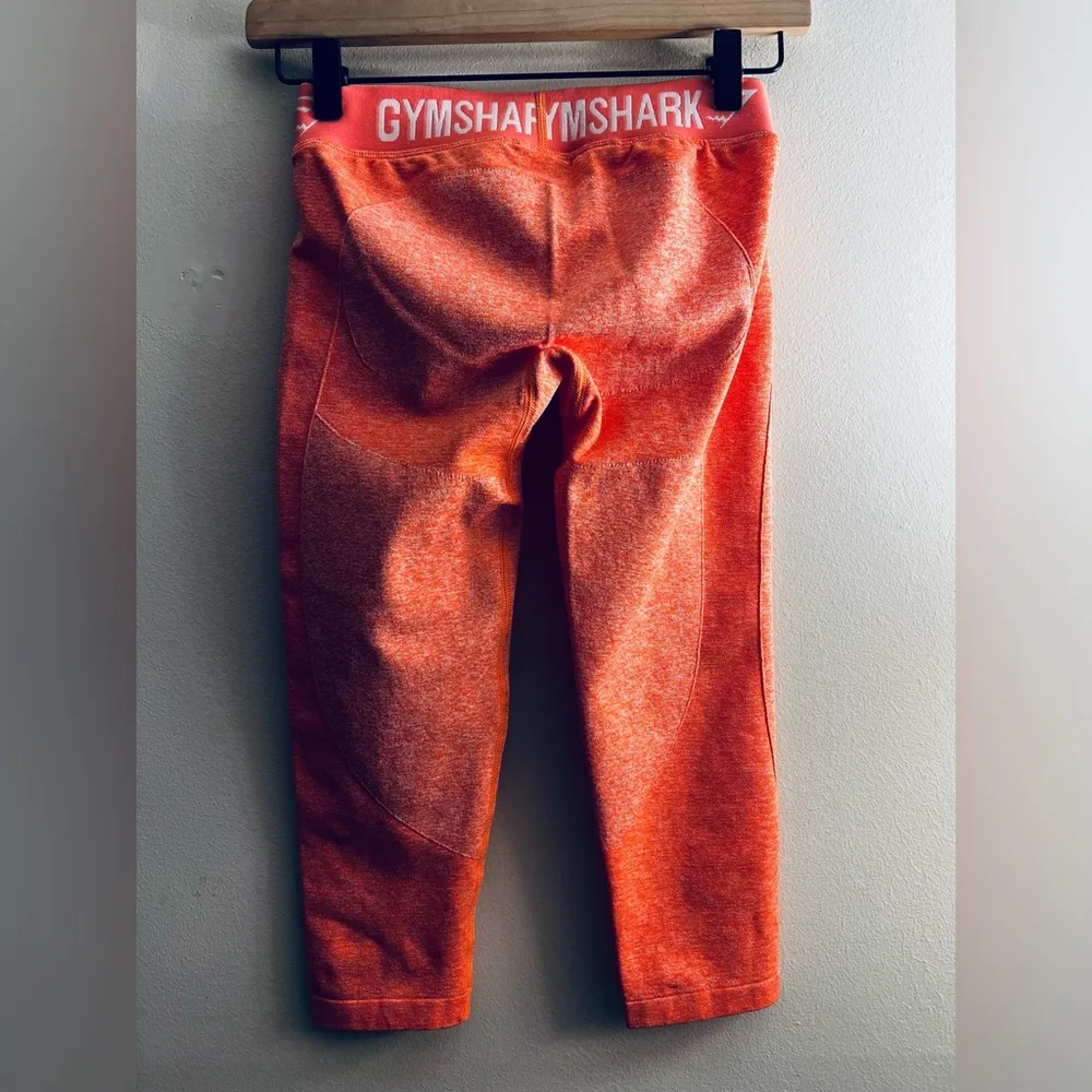 GYMSHARK Flex Cropped Leggings Peach Coral Squad Proof Gym Training orange S - Image 3