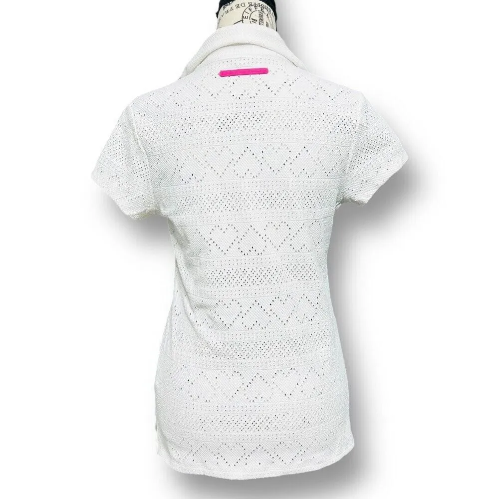 NWT EleVen‎ Venus Williams XS White Devotion Polo Heart Eyelet Top Tennis Golf - Image 8