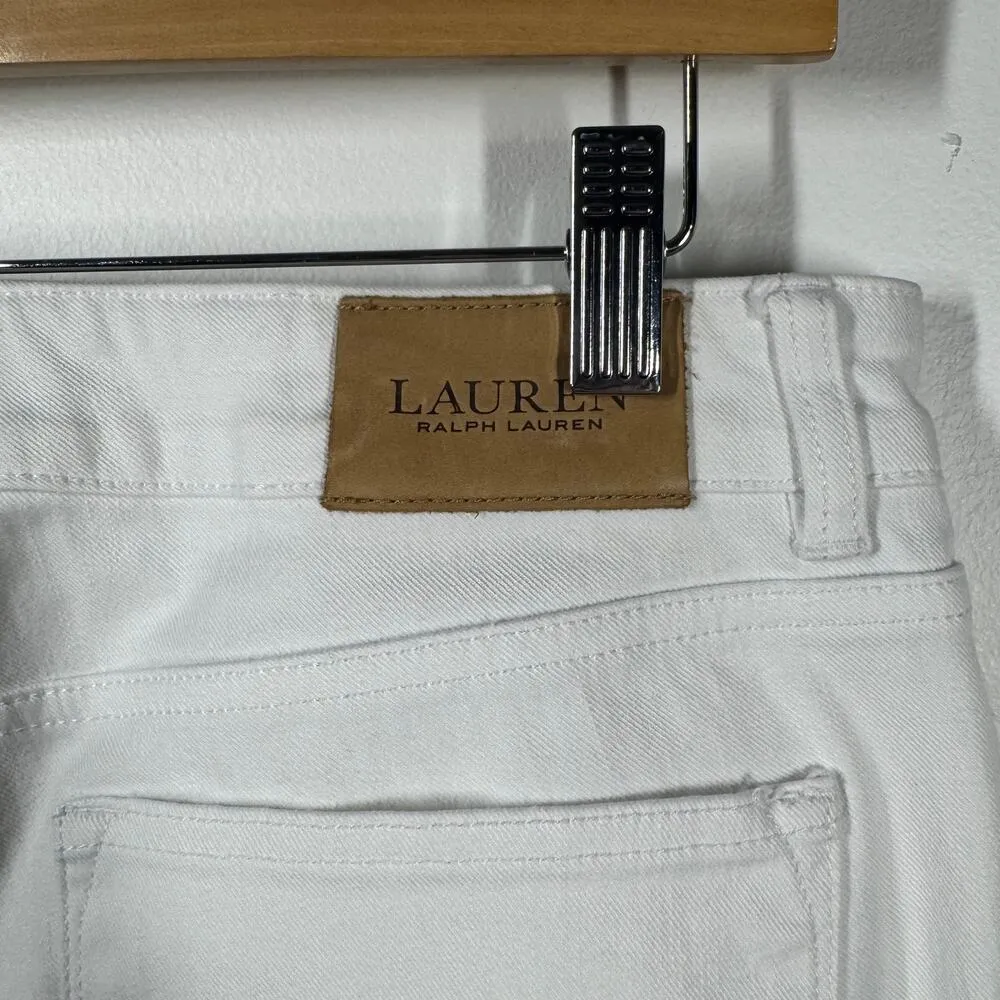 Lauren Ralph Lauren Jean Women 10 White Premier Straight Leg Denim Spring Coast - Image 7
