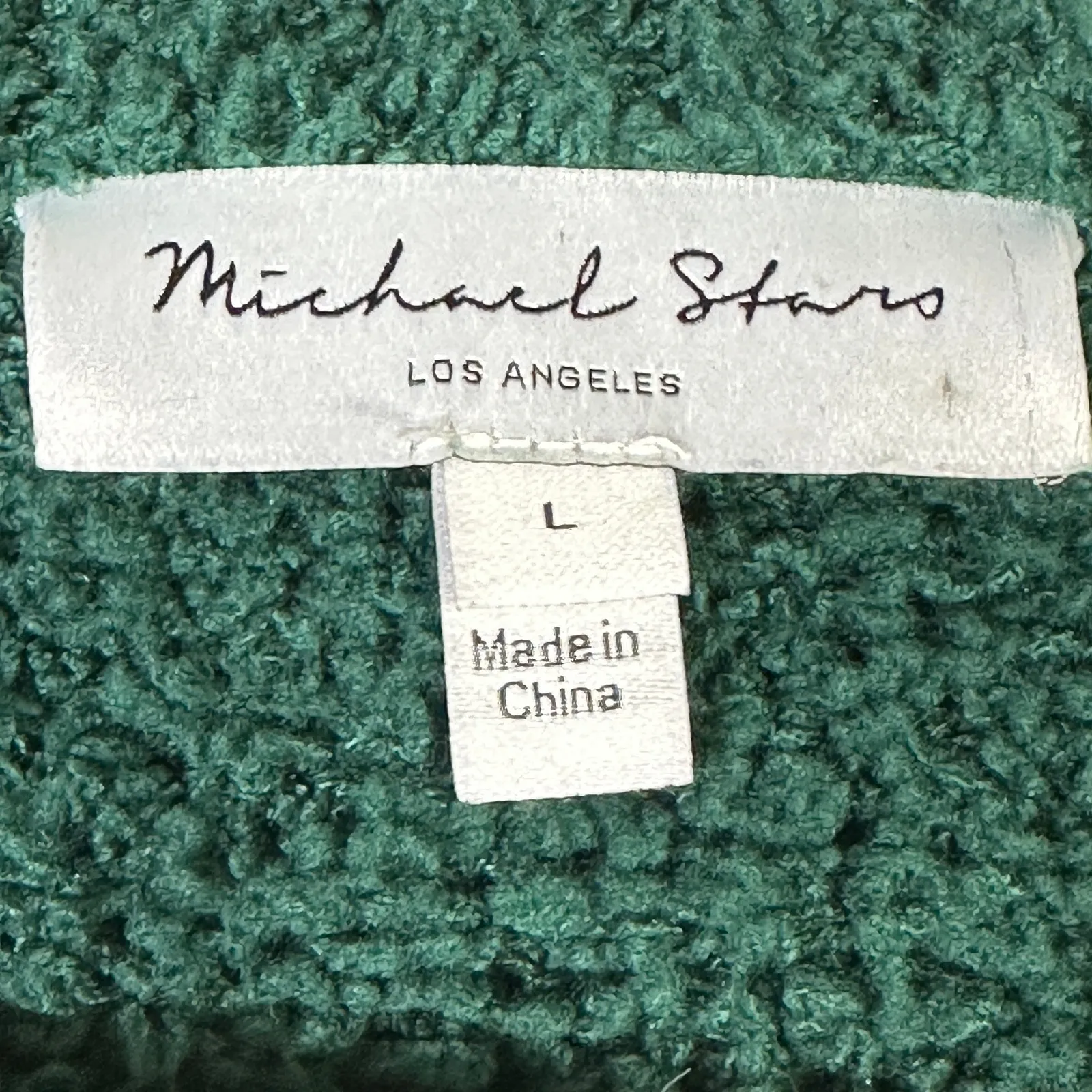 Michael Stars Sweater Womens L Green Boucle Knit Fuzzy Textured Cozy Pullover - Image 7