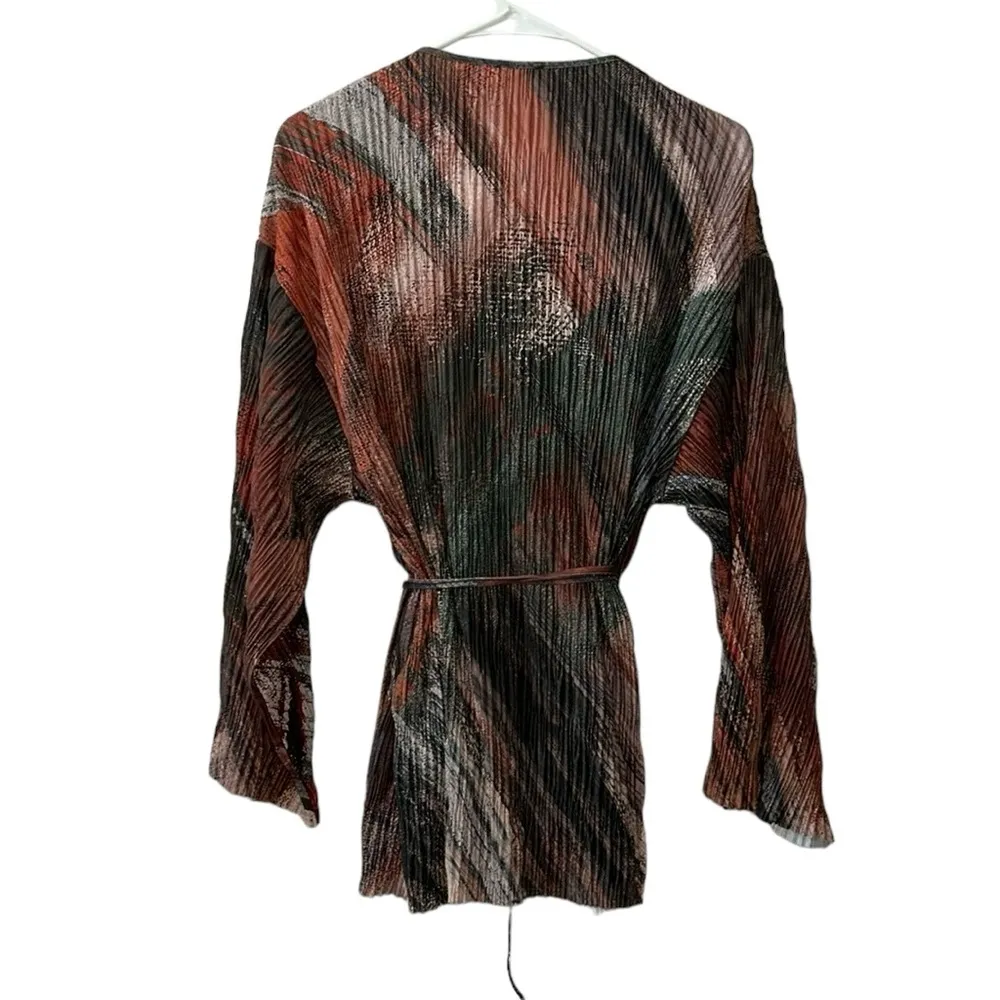 Zara Pleated Orange Kimono Top(Size Medium) - Image 4
