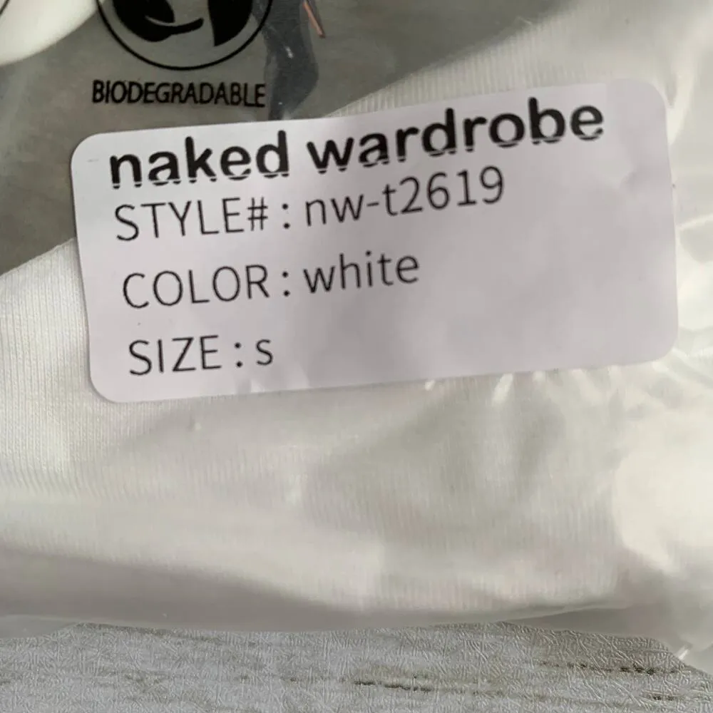 NWT Naked Wardrobe Smooth Side Asymmetrical Crop Top in White - Image 5