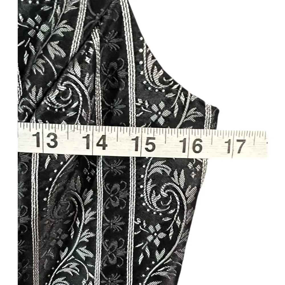 Vintage 90s Scott McClintock Top Womens 6 Black Brocade Floral Stripe Victorian - Image 8