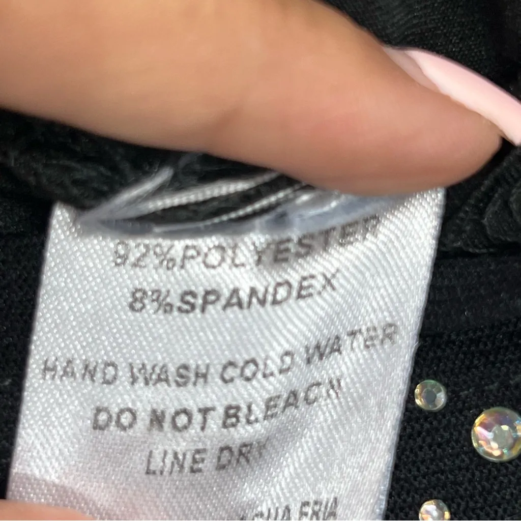 Windsor XS Black Silver Studded Long Sleeve Dress rhinestone bodycon mini - Image 5