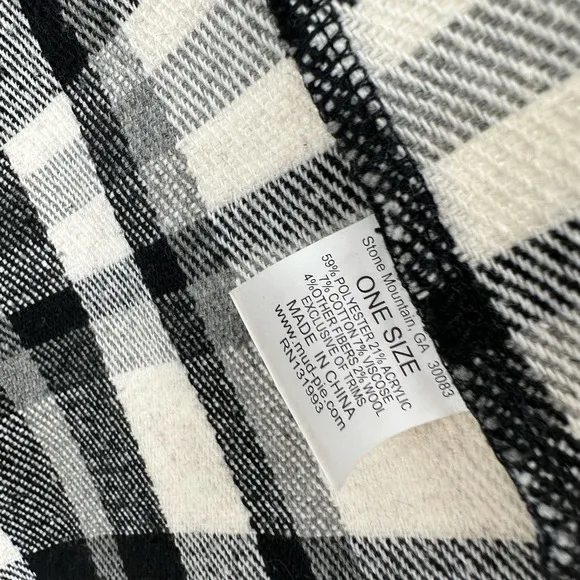Mud Pie One Size white black plaid open front vest buffalo‎ check - Image 4