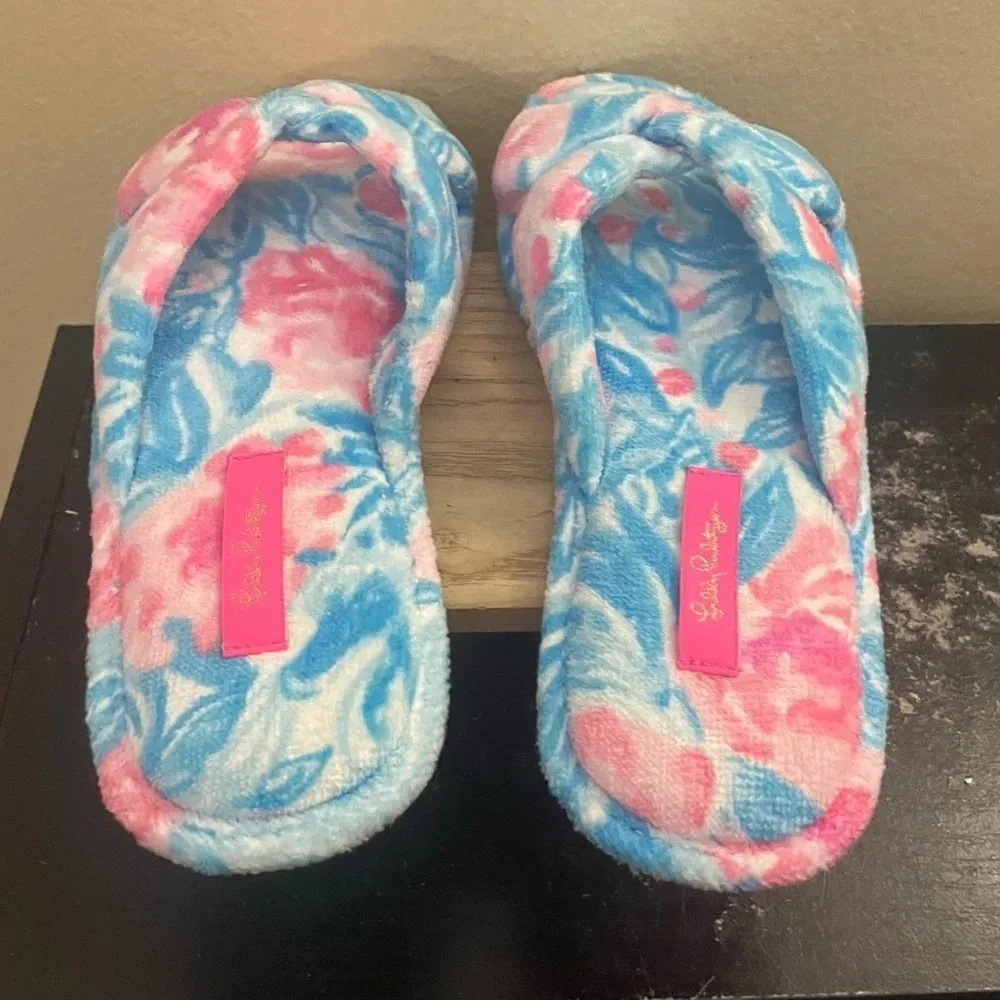 Lilly Pulitzer Bondi Blue My Little Peony Slippers Pool Shoes Preppy Size 7/8 - Image 6