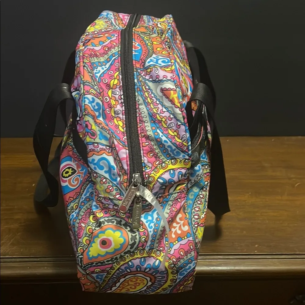 Lesportsac Red and Pink Travel Bag with Dome Top - Image 4