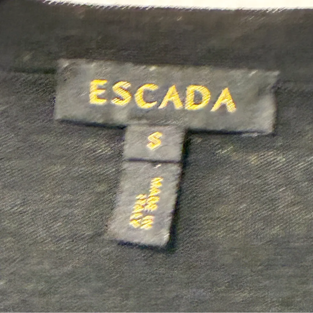 Escada Women’s Black Lemon Print Virgin Wool V Neck Cardigan Sweater Small - Image 5