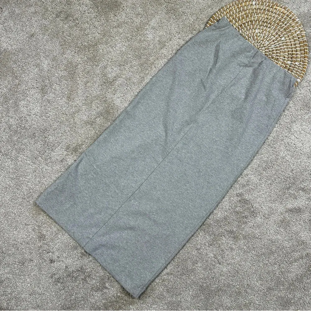 Reformation Elowen Knit Jersey Midi Skirt Pull On Organic Cotton Heather Grey XS - Image 8