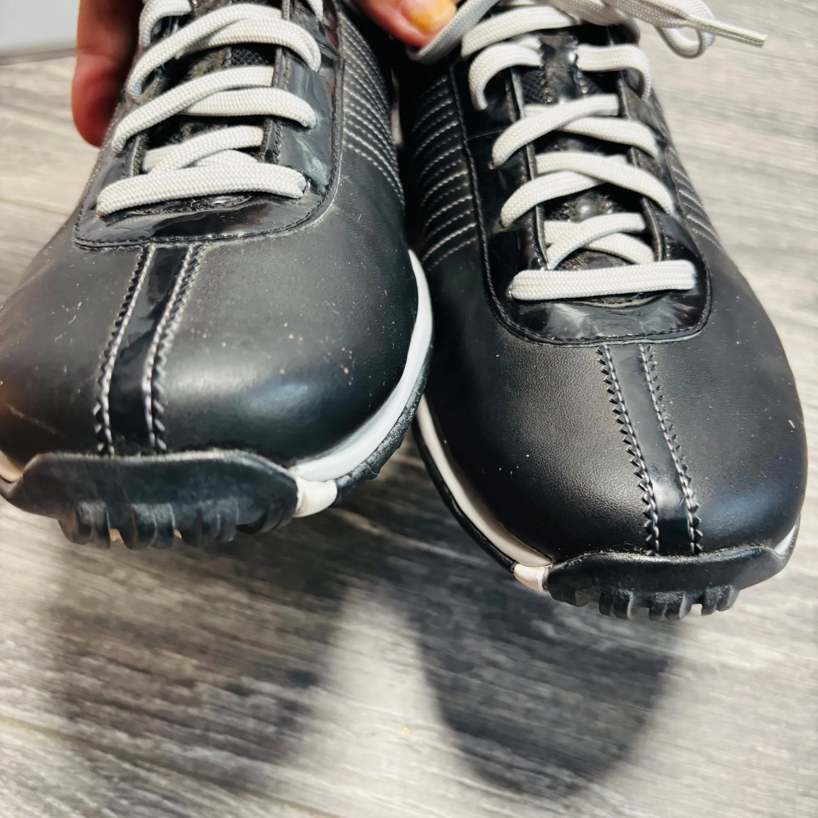 Nike Women's Black Delight II Golf Shoes Spiked Leather White Stitching Size 9.5 - Image 4