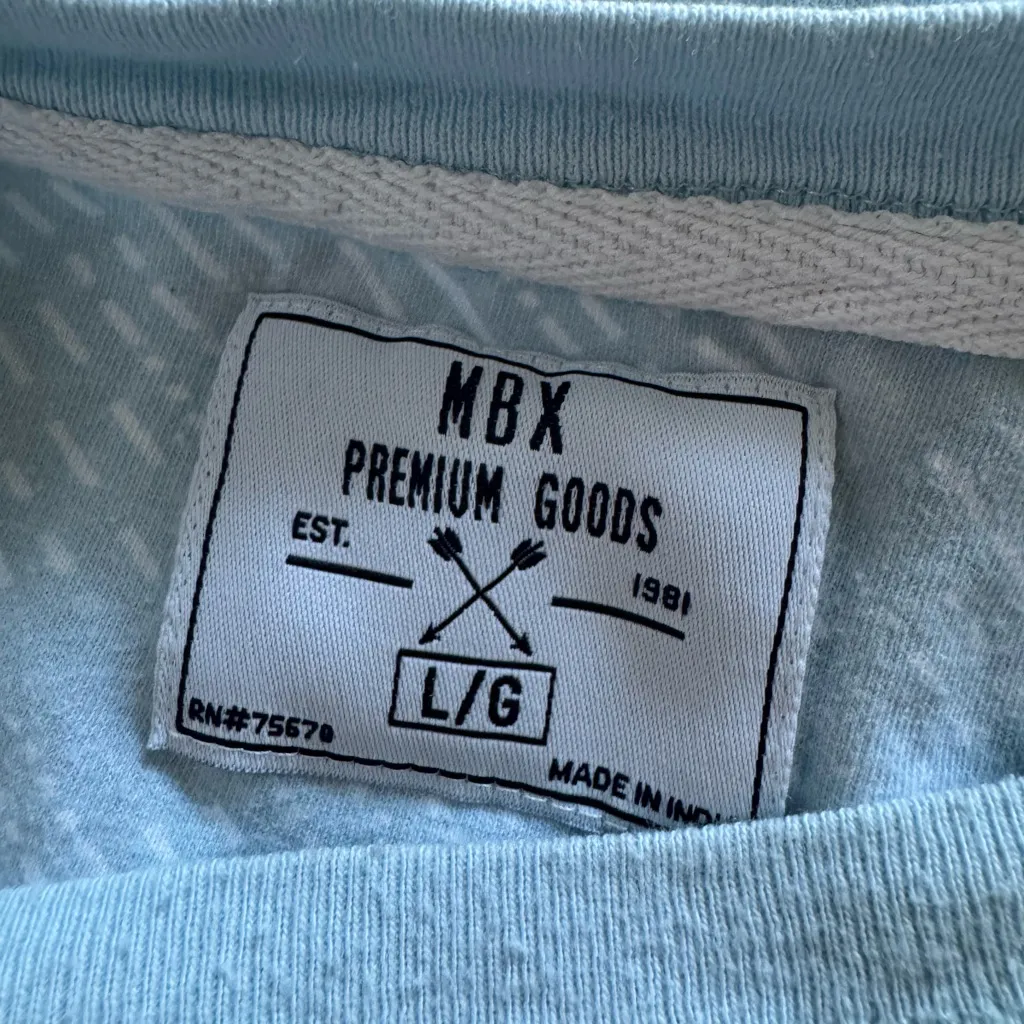 MBX Premium Good Light Blue Tee Shirt Top Size L - Image 4