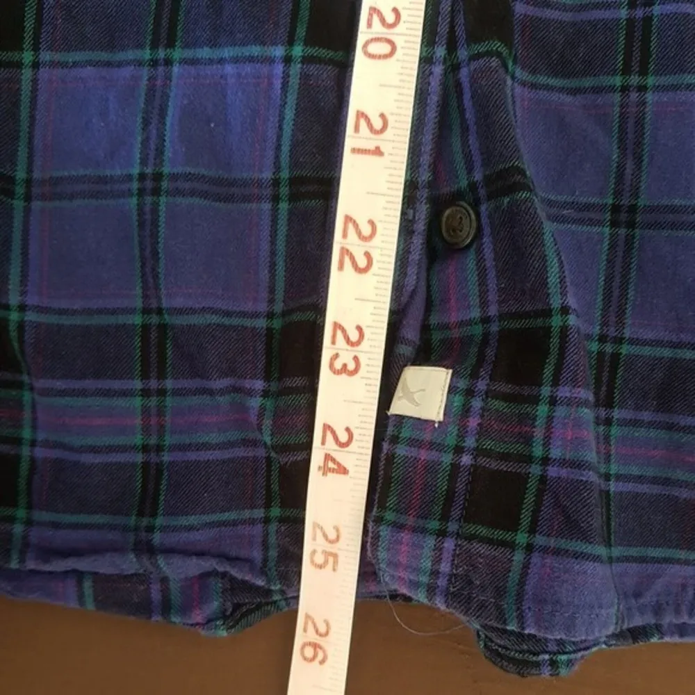 Eddie Bauer Button down Womens Size PL Petite Large Blue Rodeo Western Plaid - Image 11